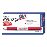 BIC® Intensity Low Odor Fine Point Dry Erase Marker, Fine Bullet Tip, Red, Dozen (BICGDE11RD)