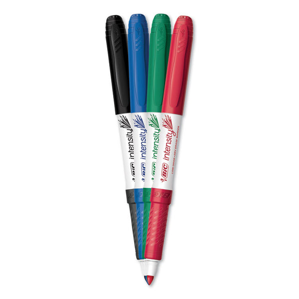 BIC® Intensity Low Odor Fine Point Dry Erase Marker, Fine Bullet Tip, Assorted Colors, 4/Set (BICGDEP41ASST)