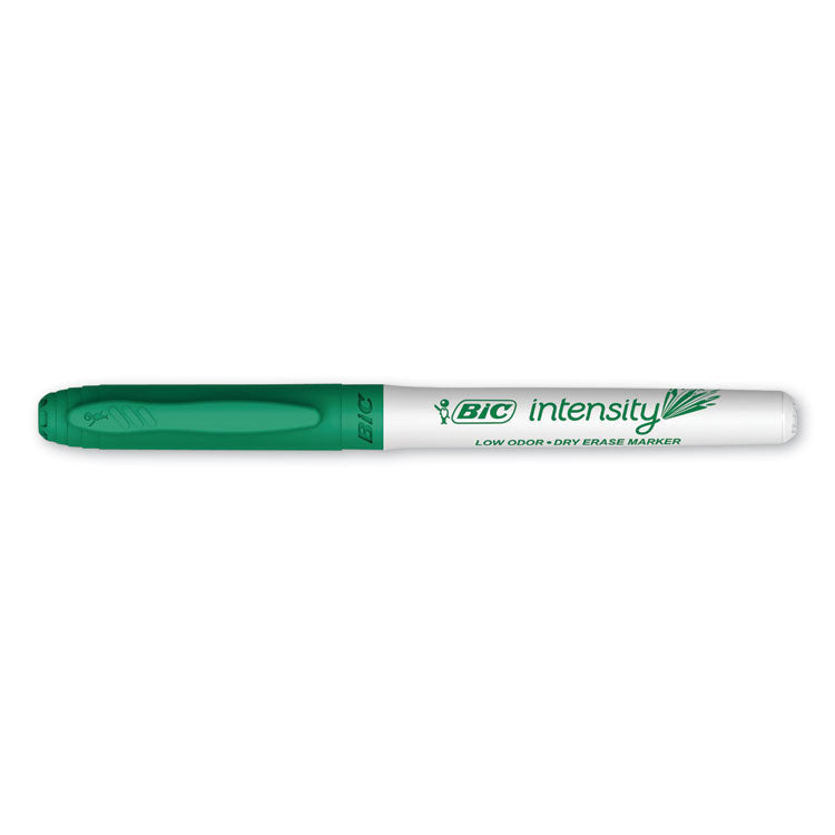 BIC® Intensity Low Odor Fine Point Dry Erase Marker, Fine Bullet Tip, Green, Dozen (BICGDE11GN)