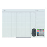 U Brands Floating Glass Dry Erase Undated One Month Calendar, 35 x 23, White (UBR3967U0001) Each