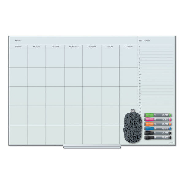 U Brands Floating Glass Dry Erase Undated One Month Calendar, 35 x 23, White (UBR3967U0001) Each