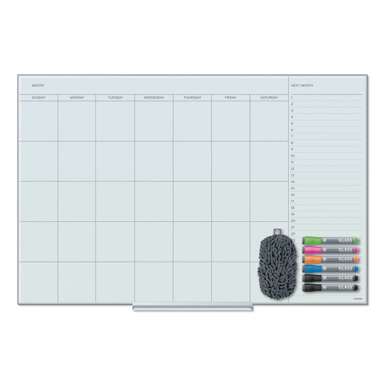 U Brands Floating Glass Dry Erase Undated One Month Calendar, 35 x 23, White (UBR3967U0001) Each