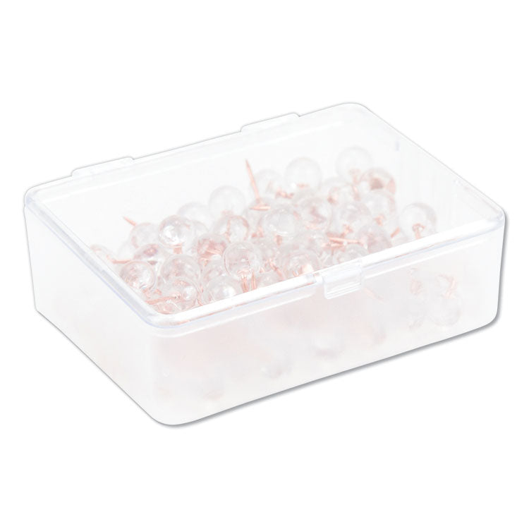 U Brands Fashion Sphere Push Pins, Plastic, Clear/Rose Gold, 0.44", 100/Pack (UBR3089U0624) Pack of 100