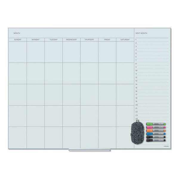 U Brands Floating Glass Dry Erase Undated One Month Calendar, 47 x 35, White (UBR3969U0001) Each