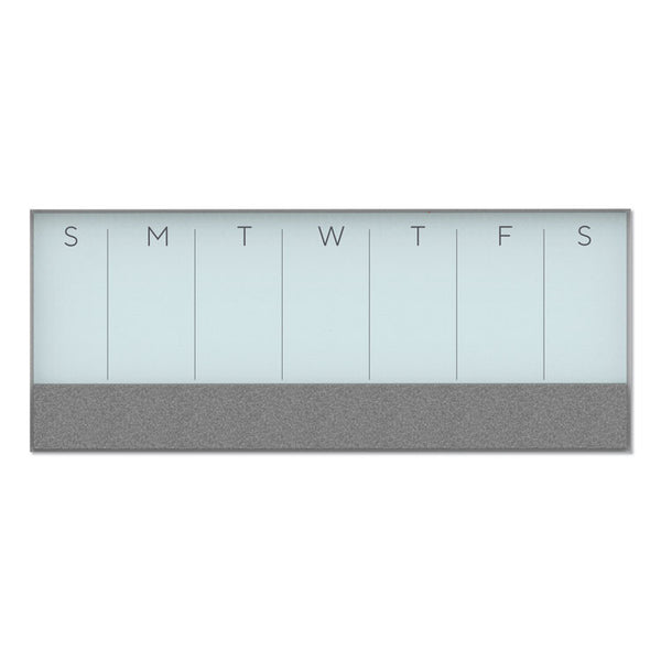 U Brands 3N1 Magnetic Glass Dry Erase Combo Board, 35 x 14.25, Week View, White Surface and Frame (UBR3199U0001) Each