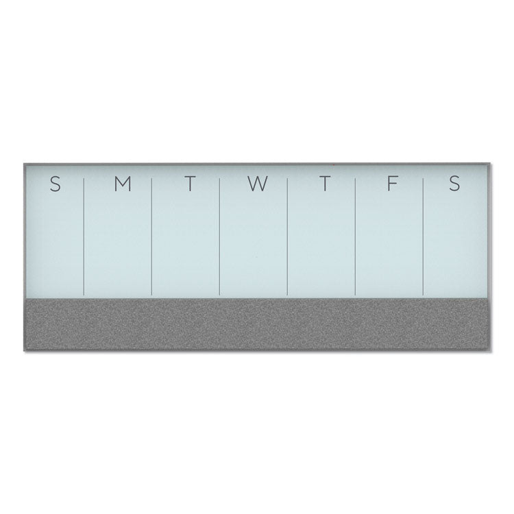 U Brands 3N1 Magnetic Glass Dry Erase Combo Board, 35 x 14.25, Week View, White Surface and Frame (UBR3199U0001) Each