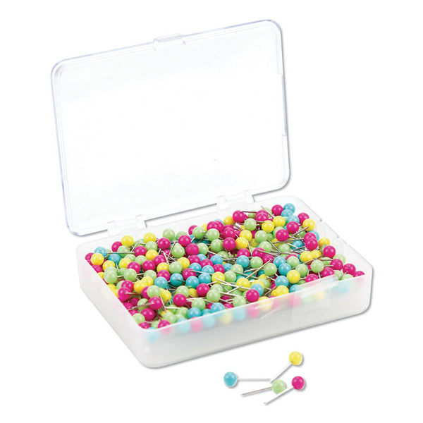 U Brands Map Push Pins, Plastic, Assorted, 0.5", 300/Pack (UBR3086U0624) Pack of 300