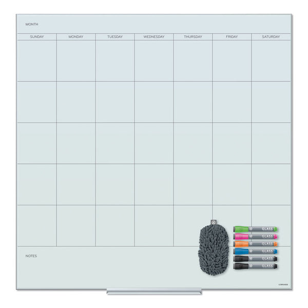 U Brands Floating Glass Dry Erase Undated One Month Calendar, 35 x 35, White (UBR3968U0001) Each