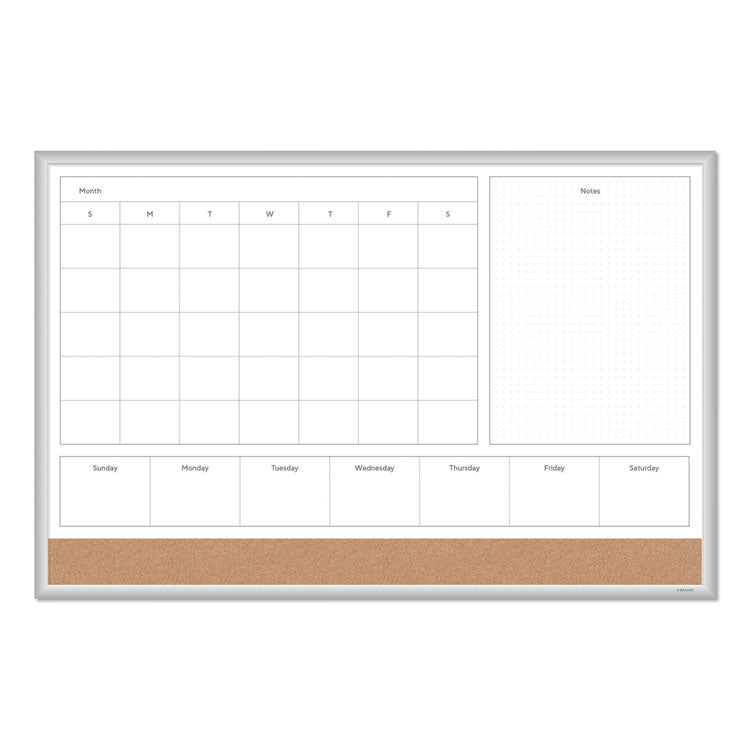 U Brands 4N1 Magnetic Dry Erase Combo Board, 35 x 23, Tan/White Surface, Silver Aluminum Frame (UBR3891U0001)