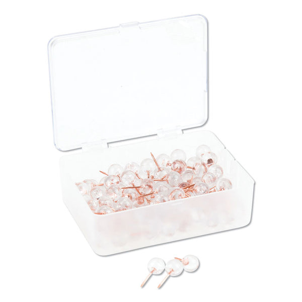 U Brands Fashion Sphere Push Pins, Plastic, Clear/Rose Gold, 0.44", 100/Pack (UBR3089U0624) Pack of 100