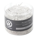 U Brands Standard Push Pins, Plastic, Clear, 0.44", 200/Pack (UBR658U0824) Pack of 200