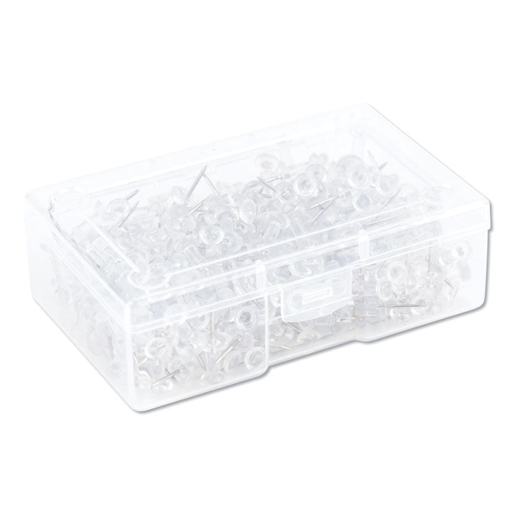U Brands Standard Push Pins, Plastic, Clear, Clear Head/Silver Pin, 0.44", 200/Pack (UBR3088U0624) Pack of 200