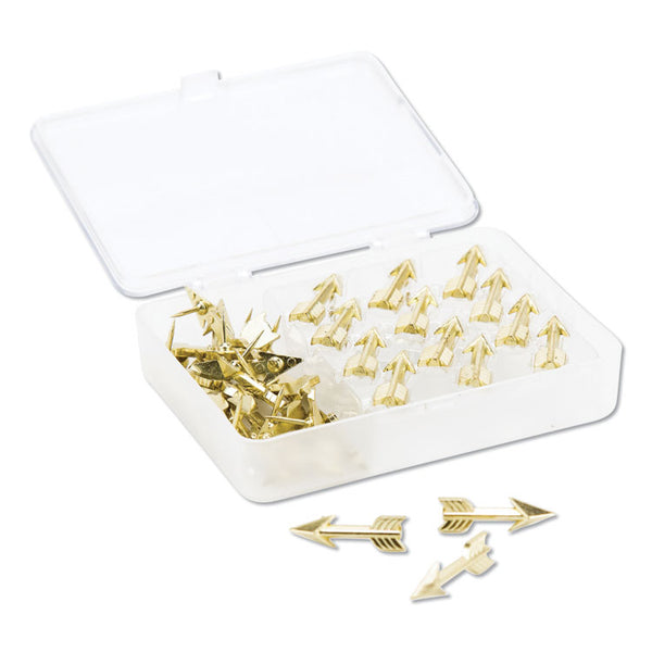 U Brands Fashion Push Pins, Steel, Gold, 3/8", 36/Pack (UBR3083U0624) Pack of 36