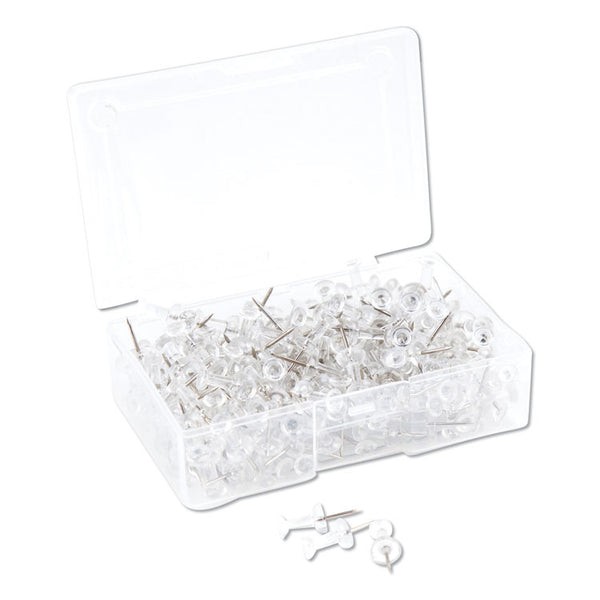 U Brands Standard Push Pins, Plastic, Clear, Clear Head/Silver Pin, 0.44", 200/Pack (UBR3088U0624) Pack of 200