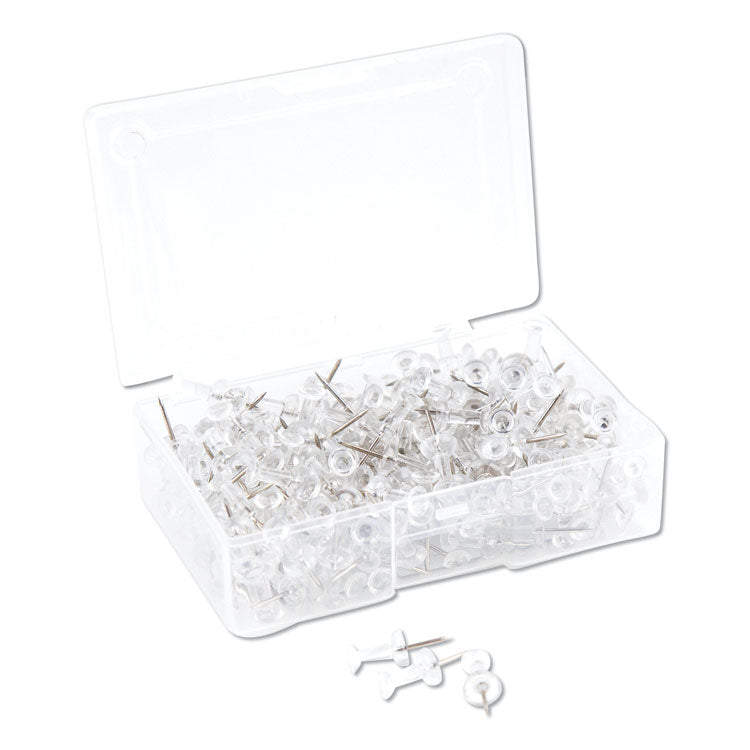 U Brands Standard Push Pins, Plastic, Clear, Clear Head/Silver Pin, 0.44", 200/Pack (UBR3088U0624) Pack of 200