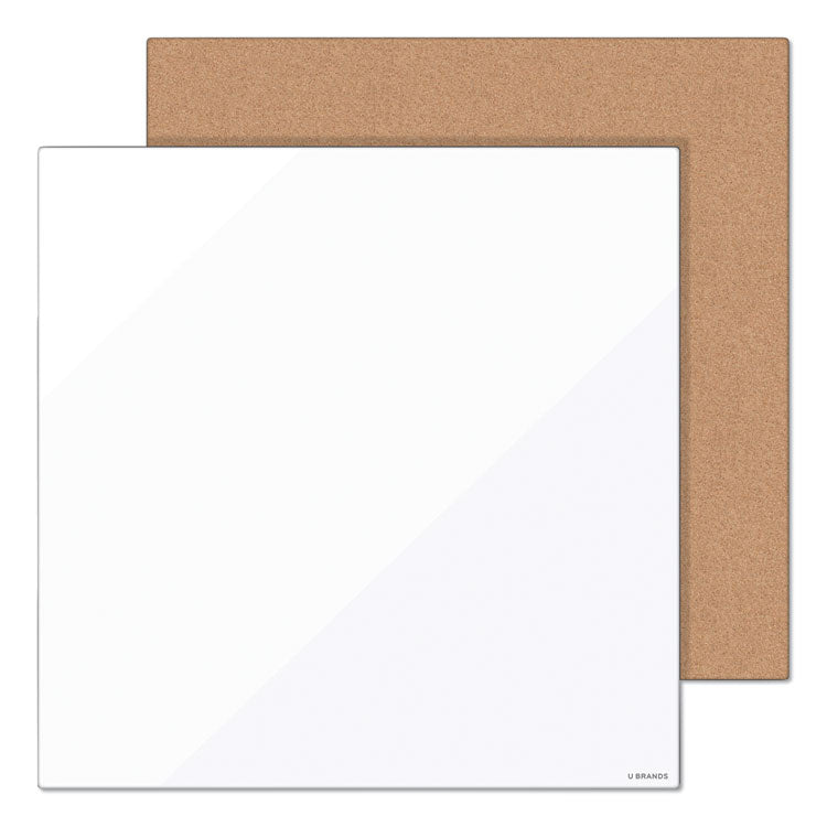 U Brands Tile Board Value Pack, (1) Tan Cork Bulletin, (1) White Magnetic Dry Erase, 14 x 14 (UBR3888U0001)