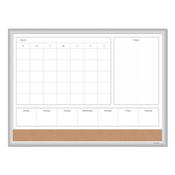 U Brands 4N1 Magnetic Dry Erase Combo Board, 23 x 17, Tan/White Surface, Silver Aluminum Frame (UBR3890U0001)