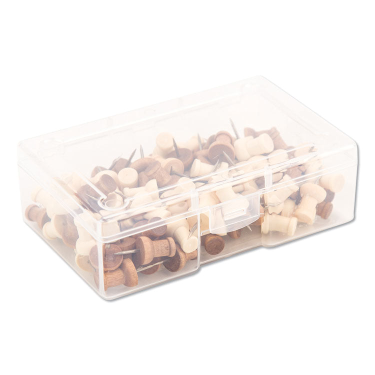 U Brands Fashion Push Pins, Wood, Assorted, 0.38", 100/Pack (UBR3085U0624) Pack of 100