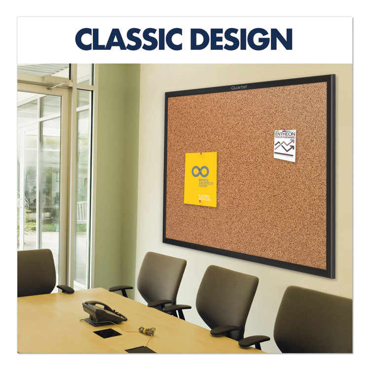 Quartet® Classic Series Cork Bulletin Board, 36 x 24, Tan Surface, Black Aluminum Frame (QRT2303B)
