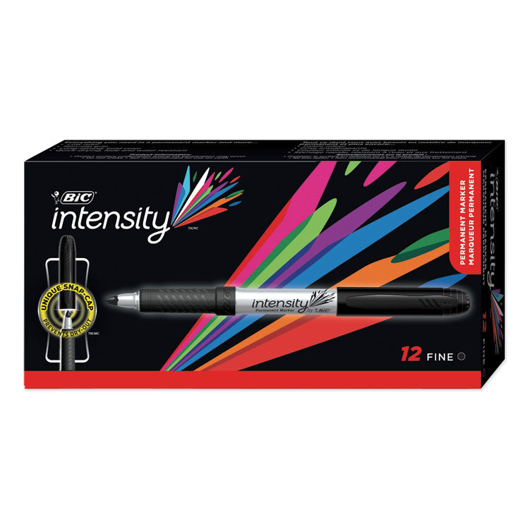 BIC® Intensity Fine Tip Permanent Marker, Fine Bullet Tip, Tuxedo Black, Dozen (BICGPM11BK) 1 Dozen