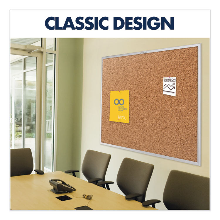 Quartet® Classic Series Cork Bulletin Board, 24 x 18, Tan Surface, Silver Aluminum Frame (QRT2301)