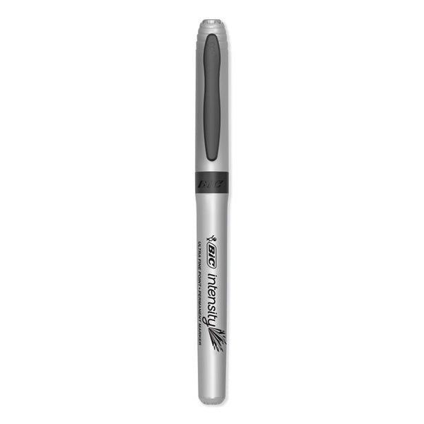 BIC® Intensity Ultra Fine Tip Permanent Marker, Ultra-Fine Needle Tip, Tuxedo Black, Dozen (BICGPMU11BK)