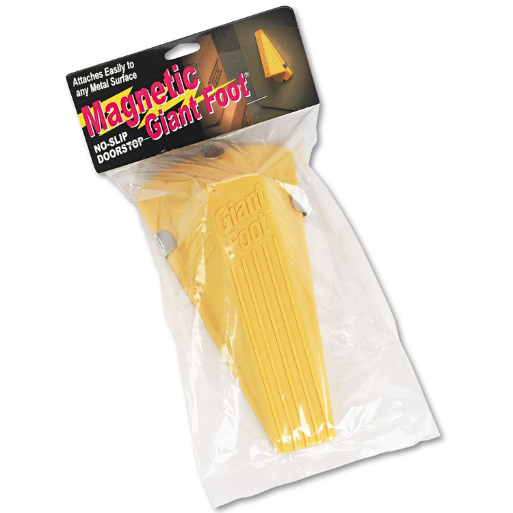 Master Caster® Giant Foot Magnetic Doorstop, No-Slip Rubber Wedge, 3.5w x 6.75d x 2h, Yellow (MAS00967) Each
