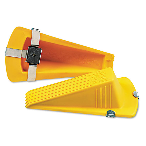 Master Caster® Giant Foot Magnetic Doorstop, No-Slip Rubber Wedge, 3.5w x 6.75d x 2h, Yellow (MAS00967) Each