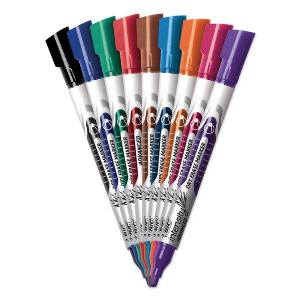 BIC® Intensity Advanced Dry Erase Marker, Pocket-Style, Medium Bullet Tip, Assorted Colors, Dozen (BICGELIPP121AST)