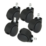 Master Caster® Deluxe Futura Casters, Flush Mount, Grip Ring Type B and Type K Stems, 2.19" Hard Nylon Wheel, Matte Black, 5/Set (MAS23618) Set of 5