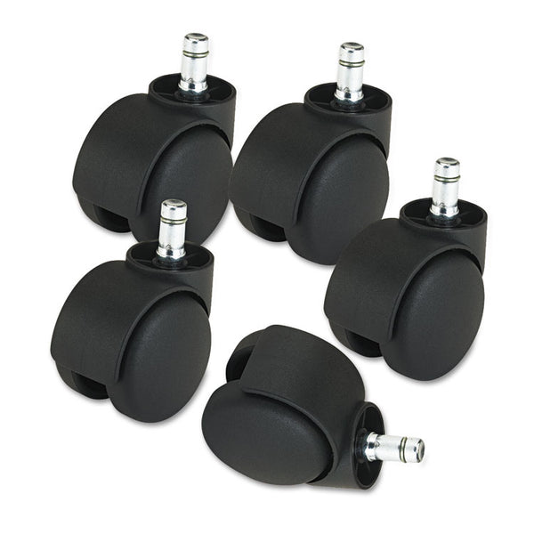 Master Caster® Deluxe Futura Casters, Flush Mount, Grip Ring Type B and Type K Stems, 2.19" Hard Nylon Wheel, Matte Black, 5/Set (MAS23618) Set of 5
