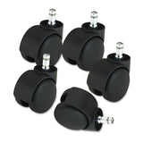 Master Caster® Deluxe Futura Casters, Flush Mount, Grip Ring Type B and Type K Stems, 2.19" Soft Polyurethane Wheel, Matte Black, 5/Set (MAS23620) Set of 5