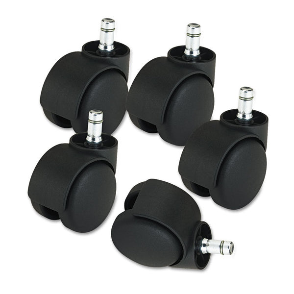 Master Caster® Deluxe Futura Casters, Flush Mount, Grip Ring Type B and Type K Stems, 2.19" Soft Polyurethane Wheel, Matte Black, 5/Set (MAS23620) Set of 5