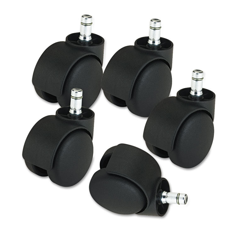 Master Caster® Deluxe Futura Casters, Flush Mount, Grip Ring Type B and Type K Stems, 2.19" Soft Polyurethane Wheel, Matte Black, 5/Set (MAS23620) Set of 5