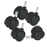 Master Caster® Deluxe Duet Casters, Grip Ring Type B and Type K Stems, 2" Hard Nylon Wheel, Matte Black, 5/Set (MAS23622) Set of 5