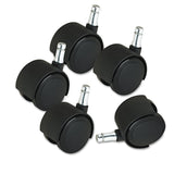 Master Caster® Deluxe Duet Casters, Grip Ring Type B and Type K Stems, 2" Soft Polyurethane Wheel, Matte Black, 5/Set (MAS23624) Set of 5