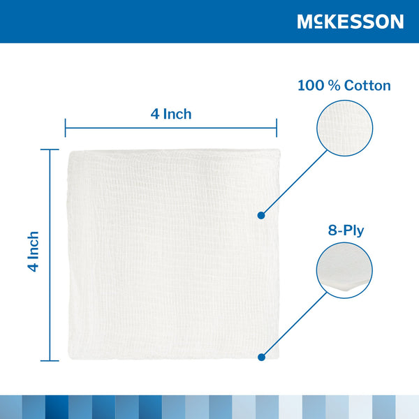 McKesson Gauze Sponge 4 X 4 Inch 8-Ply Sterile 2 per Pack (762704_BX) 50/BX