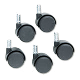 Master Caster® Safety Casters, Standard Neck, Grip Ring Type B Stem, 2" Hard Nylon Wheel, Matte Black, 5/Set (MAS64234) Set of 5