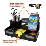 Victor® Midnight Black Desk Organizer with Smartphone Holder, 6 Compartments, Wood, 10.5 x 5.5 x 4 (VCT95255) Each