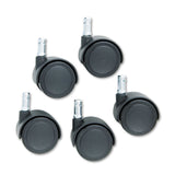 Master Caster® Safety Casters, Standard Neck, Grip Ring Type B Stem, 2" Soft Polyurethane Wheel, Matte Black, 5/Set (MAS64334) Set of 5