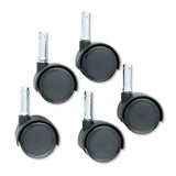 Master Caster® Duet Dual Wheels, Grip Ring Type C Stem, 2" Soft Polyurethane Wheel, Matte Black, 5/Set (MAS64526) Set of 5