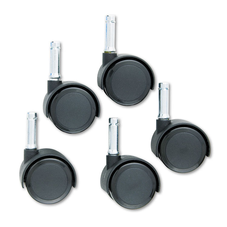 Master Caster® Duet Dual Wheels, Grip Ring Type C Stem, 2" Soft Polyurethane Wheel, Matte Black, 5/Set (MAS64526) Set of 5