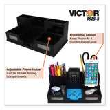 Victor® Midnight Black Desk Organizer with Smartphone Holder, 6 Compartments, Wood, 10.5 x 5.5 x 4 (VCT95255) Each