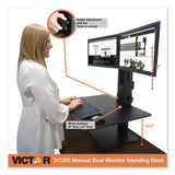 Victor® High Rise Dual Monitor Standing Desk Workstation, 28" x 23" x 10.5" to 15.5", Black (VCTDC350A) Each