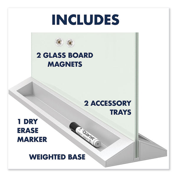 Quartet® Desktop Magnetic Glass Dry-Erase Panel, 23 x 17, White Surface (QRTGDP1723W)