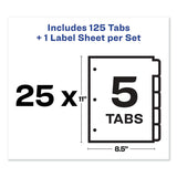 Avery® Print and Apply Index Maker Clear Label Dividers, 5-Tab, Color Tabs, 11 x 8.5, White, Traditional Color Tabs, 25 Sets (AVE11423)