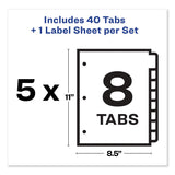 Avery® Print and Apply Index Maker Clear Label Dividers, 8-Tab, Color Tabs, 11 x 8.5, White, Traditional Color Tabs, 5 Sets (AVE11419)