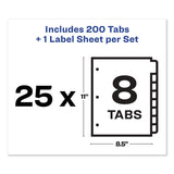 Avery® Print and Apply Index Maker Clear Label Dividers, 8-Tab, Color Tabs, 11 x 8.5, White, Traditional Color Tabs, 25 Sets (AVE11424)