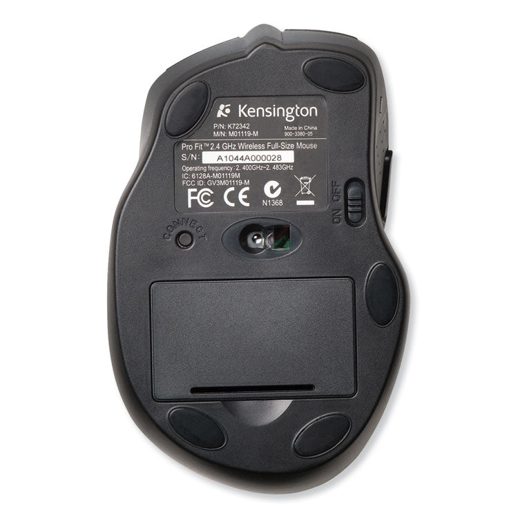 Kensington® Pro Fit Full-Size Wireless Mouse, 2.4 GHz Frequency/30 ft Wireless Range, Right Hand Use, Black (KMW72370) Each