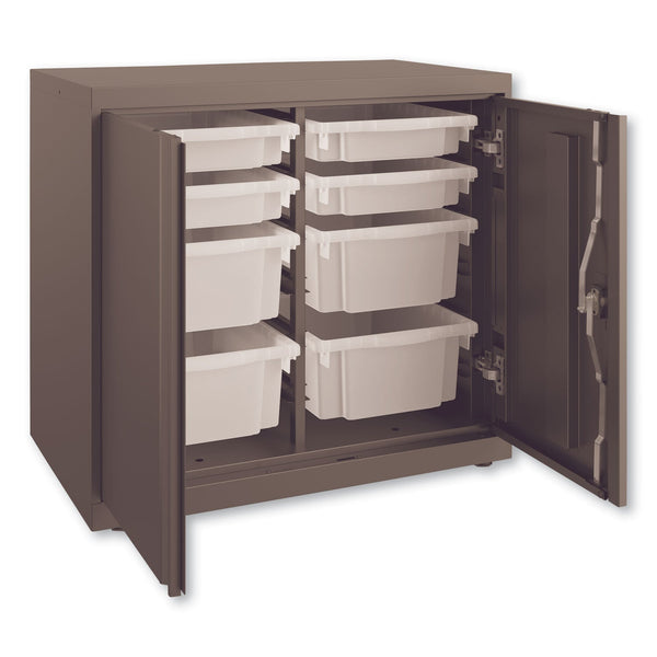 HON® Flagship Storage Cabinet with 4 Small and 4 Medium Bins, 30w x 18d x 28h, Charcoal (HONSC182830LGS)